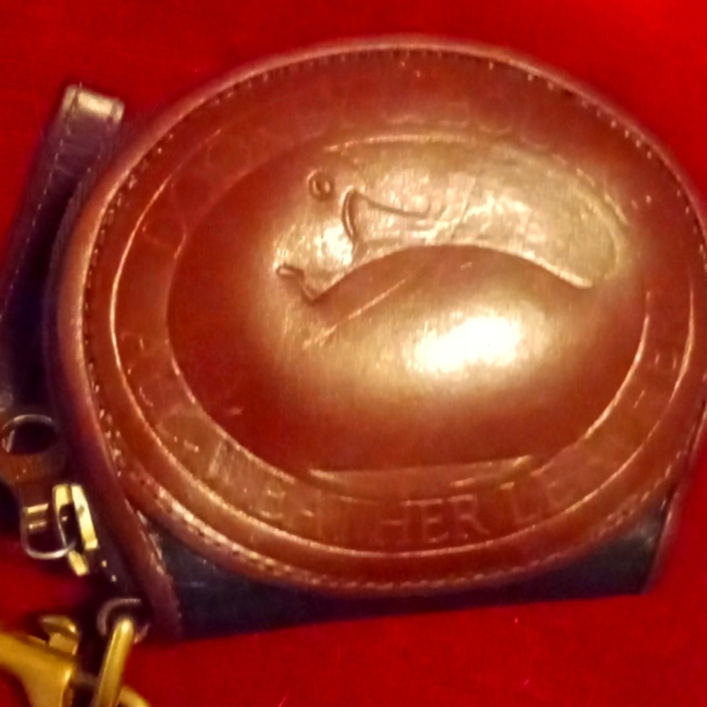 Vintage Dooney & Bourke All-Weather Leather Big Duck Black/brown Zip Coin Purse